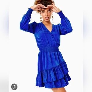 Lilly Pulitzer Cristiana Stretch Dress ikat blue leopard